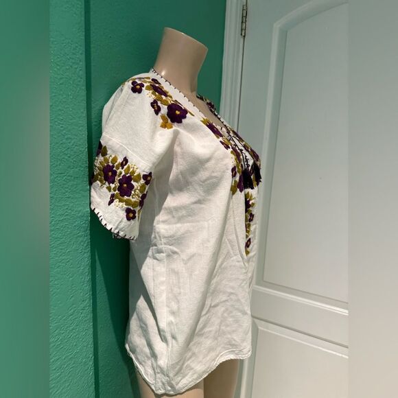 Embroidered White and Purple Women's Top - Picture 9 of 9